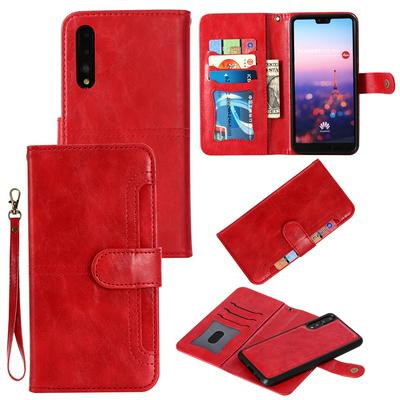 Lamb Pattern 2 in 1 Side Flip Shockproof Wrist Strap Style PU Leather + Detachable Soft TPU Picture Frame Magnetic Buckle with Stand and Card Slots Wallet Case for Huawei P20 Pro