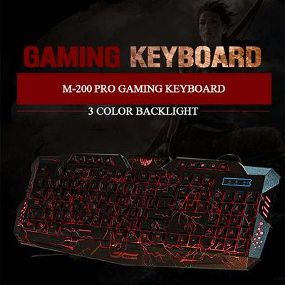 Tricolor Backlit Teclado USB Powered N-Key Gaming Keyboard for Tablet Desktop Laptop