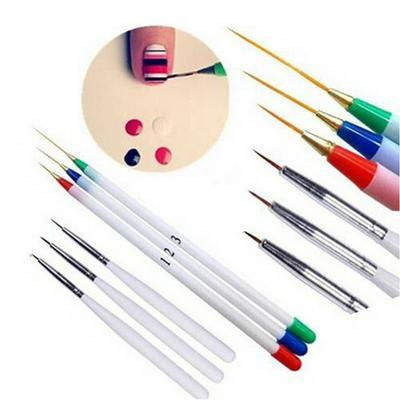 6pcs Nail Liner Drawing Brush & Tiny Nail Art Painting Pen Tool Set Carving Acrylic Flower Dotting Manicure Design DIY Gel UV Tools