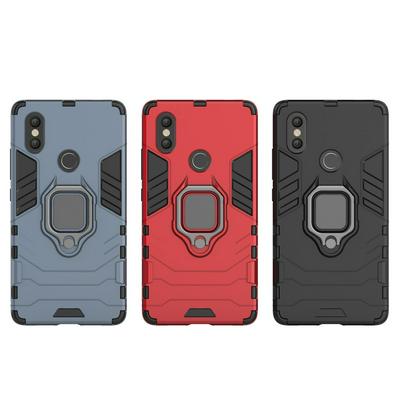 Black Leopard Series Armor 2 in 1 Detachable with Finger Ring Bracket Viewing Stand Support Hard PC + Soft TPU Hybrid Back Cover Case for Xiaomi Mi 8 SE