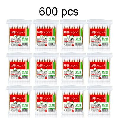 600 Pieces (12 packs) Disposable Multi-purpose Double-headed Wooden Cleaning Cotton Stick