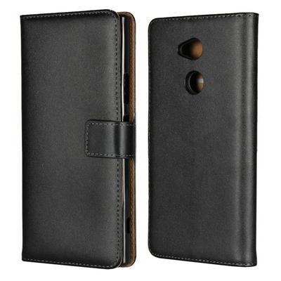 Solid Color Shockproof Anti-Scratch Side Flip Genuine Leather + Soft TPU Card Slots with Magnetic Buckle and Stand Wallet Protective Case for Sony Xperia XA2 Ultra