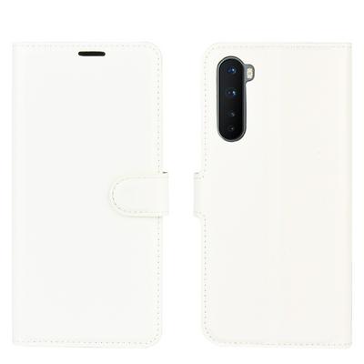 Solid Color Litchi Pattern Shock-Absorption Side Flip PU Leather + Soft TPU Card Slots with Magnetic Buckle and Stand Wallet Case for OnePlus Nord