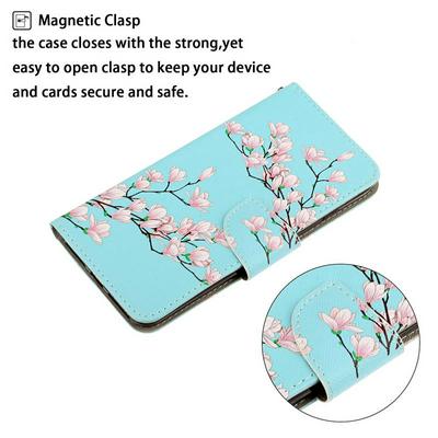 Colored Painting Cross Pattern Wrist Strap Style Shock-Absorption Side Flip PU Leather + Soft TPU Card Slots with Magnetic Buckle and Stand Wallet Case for OnePlus 8 Pro