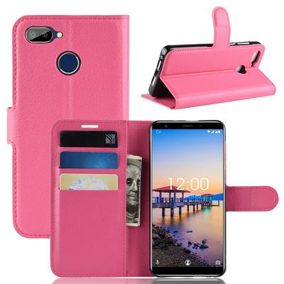 Lichee Pattern Side Flip Wallet Style PU Leather + Soft TPU Card Holder with Stand and Magnetic Buckle Case for Oukitel C11 Pro
