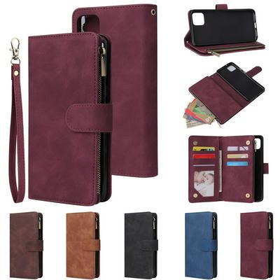 025 Style Multi-Card Slots Zipper Wallet Shockproof PU Leather + Soft TPU Wrist Strap with Magnetic Buckle ans Stand Wallet Case for Google Pixel 4 XL