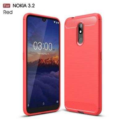 Carbon Fiber Pattern Brushed Metal Soft TPU Back Cover Case for Nokia 3.2