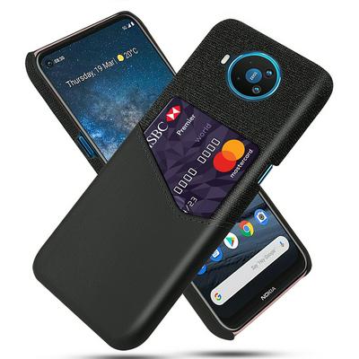 Cloth Pattern Drop-proof Shockproof PU Leather Phone Case with Card Slots for Nokia 8.3 5G