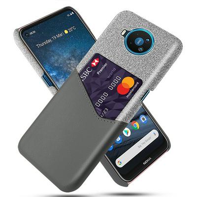 Cloth Pattern Drop-proof Shockproof PU Leather Phone Case with Card Slots for Nokia 8.3 5G