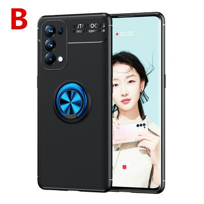 For Oppo Reno5 Pro 5G Metal Ring Bracket All-inclusive Shock Absorption Anti-fall Extra Thin Soft TPU Back Cover Case