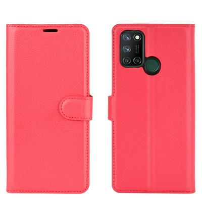 Lychee Pattern Side Flip Scratch Resistant PU Leather Wallet Phone Case with Stand and Card Slots for OPPO Realme 7i