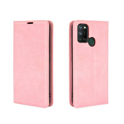 Solid Color Skin Feeling Magnetic Attraction Side Flip Shockproof PU Leather + Soft TPU Wallet Case with Card Slot and Stand for Oppo Realme 7i