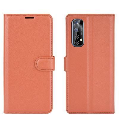Solid Color Side Flip Scratch Resistant PU Leather + TPU Wallet Phone Case with Stand and Card Slots for Realme 7