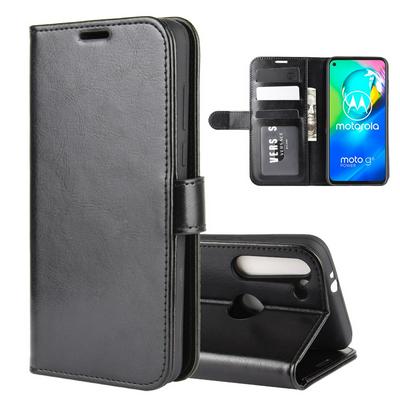 R64 Pattern Single Folding Open Left and Right Scratch Resistant PU Leather Phone Cover with Stand and Card Slots for Motorola Moto G8 Power