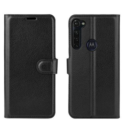Solid Color Pattern Open Left and Right Scratch Resistant PU Leather Phone Cover with Stand and Card Slots for Motorola Moto G Stylus