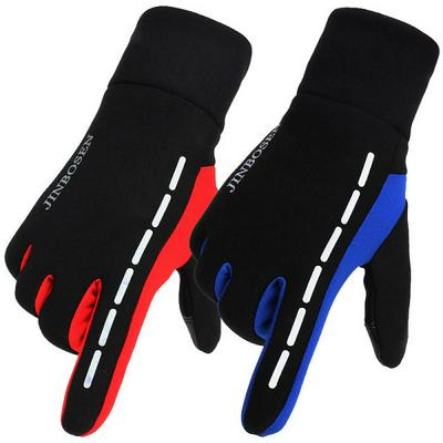Reflective Design Cold Weather Outdoor Windproof Thermal Men Women Fleece Touch Screen Full Finger Gloves for Running Driving Cycling 