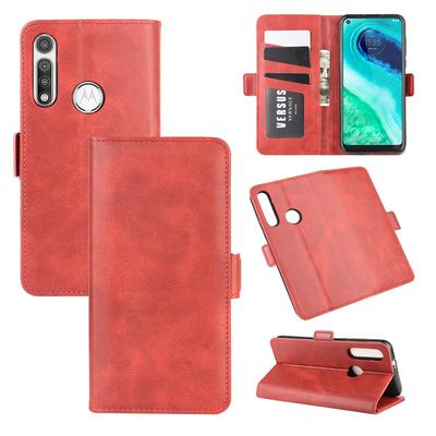 Retro Side Flip Shockproof Anti-Scratch PU Leather + Soft TPU Picture Frame Double Buckles with Stand and Card Slots Wallet Case for Motorola Moto G Fast