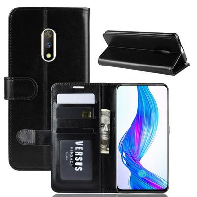 R64 Pattern Single Fold Edge Side Flip Shockproof PU Leather + Soft TPU Card Slots with Picture Frame and Stand Wallet Protective Case for OPPO Realme X