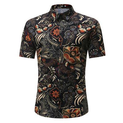 Men's Shirt Summer Palm Tree Print Beach Hawaiian Men's Casual Short Sleeve Shirt Chemise  