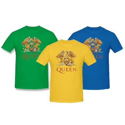 Men's Casual T-shirt with Clear Print O-neck Short-sleeved Top in Plain Color - Blue, Yellow and Green