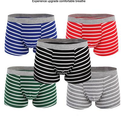 5pcs L-3XL Size Sexy Striped Pattern Men's Cotton Middle Waist Breathable Underwear Shorts Boxers 
