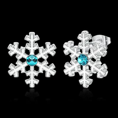 LKN18KRGPE1613 Stylish Christmas Snowflake Zinc Alloy Stud Earrings Women Jewelry