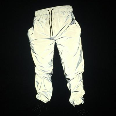 Spring and Autumn Reflective Hooded Pants Hip hop Pants Parkour Sweatpants Street Wear Shiny  Blink Long Pants for Sports Windbreaker Riding Pants