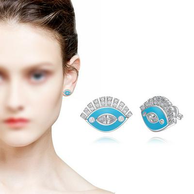 E1816 Blue Eye Dangle Earrings Fun Blue Devil Eye Earrings Female Zirconium Beauty Owns