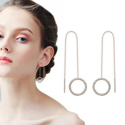 YE1032B Fashion Rose Gold / Silver Long Tassel Earrings for Women Wedding Beauty