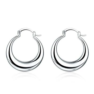 E077 Crescent Fashion Round Silver Plated Women Jewelry Earrings