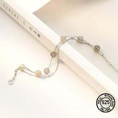 6220 S925 Sterling Silver Bracelet Bangle Women Girls Multi-layer Natural Moonstone Unique Double Women Gift Students Girlfriend Personality