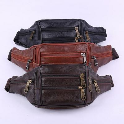 Men Cowhide Genuine Leather Waist Packs Organizer Travel Pack Necessity Belt Mobile Phone Bag
