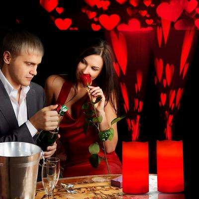 Snowflakes Heart Christmas LED Romantic Candle Rotating Projector Lamp with Remote Control for Xmas /Wedding Party Decor