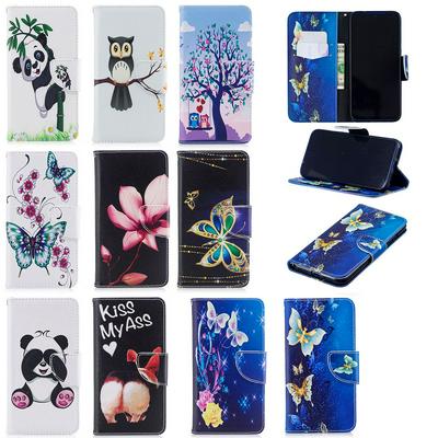 Painted Anti-Scratch Shockproof Side Flip PU Leather + Soft TPU Card Slots with Magnetic Buckle and Stand Wallet Protective Case for Xiaomi Redmi Note 7 Pro