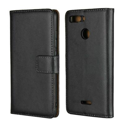 Solid Color Shockproof Anti-Scratch Side Flip Genuine Leather + Soft TPU Card Slots with Magnetic Buckle and Stand Wallet Protective Case for Xiaomi Redmi 6