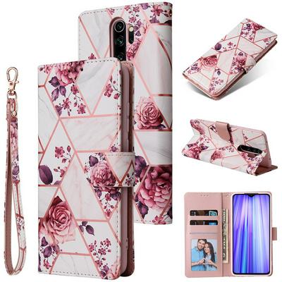 Bronzing Marble Stitching Geometric Patterns Shockproof and Scratchproof PU Leather+TPU Wallet Phone Case for Xiaomi Redmi Note 8 Pro