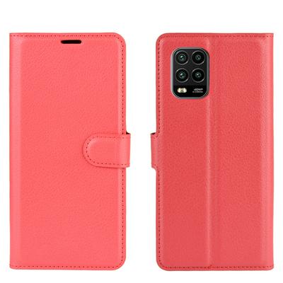 Solid Color Litchi Pattern Shock-Absorption Side Flip PU Leather + Soft TPU Card Slots with Magnetic Buckle and Stand Wallet Case for Xiaomi Mi 10 Lite 5G