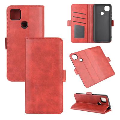 Retro Side Flip Shockproof Anti-Scratch PU Leather + Soft TPU Picture Frame Double Buckles with Stand and Card Slots Wallet Case for Xiaomi Redmi 9C
