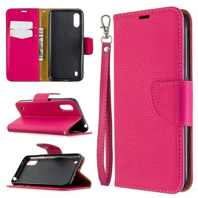 Solid Color Litchi Pattern Wrist Strap Side Flip Shockproof PU Leather + Soft TPU Card Slots with Magnetic Buckle and Stand Wallet Case for Xiaomi Redmi K30