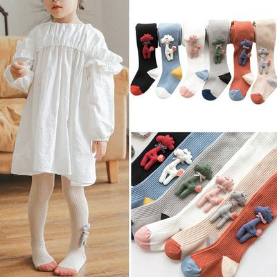 Baby Girl's Cartoon Embroidery Tights Cute Striped Socks