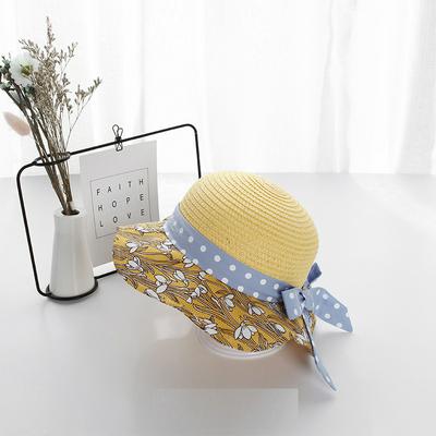CM8355 Korean Summer Flowers Dots Pattern Fashion Children Girls Big Hat's Brim Outdoor Sunscreen Straw Hat