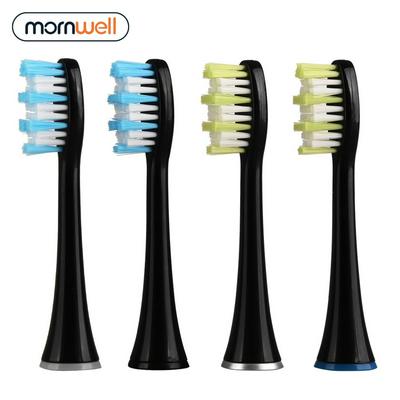 Mornwell  D094 4pcs Black Standard Replacement Toothbrush Head with Cap for Mornwell Electric Toothbrush
