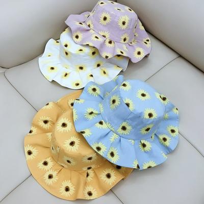 Spring New Children's Hat Korean Sunflower Lace Fisherman Hat Girls Baby Cute Wild Match Flower Basin Cap AP7