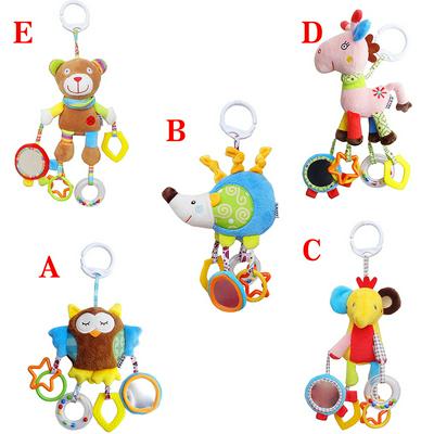 Animal Shaped Infant Stroller Bed Hanging Rattle Pendant Soft Stuffed Educational Doll Baby Sleep Toys