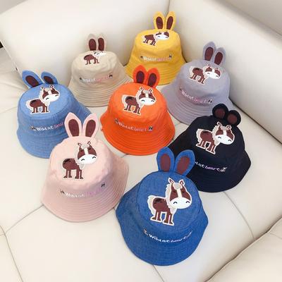 Children's Hat Cartoon Small Donkey Ear Pot Cap Baby Embroidery Wild Fisherman Hat AP12