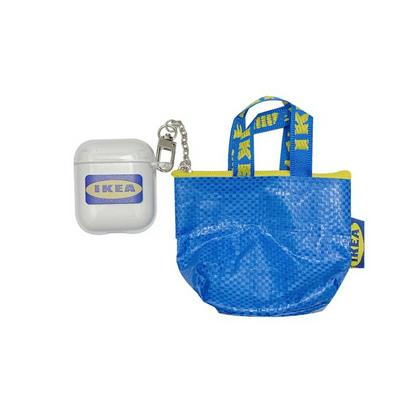 IKEA Letter Pattern with Woven Bag Pendant Transparent TPU Protective Bluetooth Earphone Charging Case Cover Skin for Apple Airpods 1 / 2