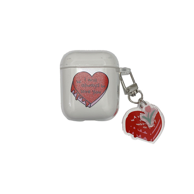 Love Pattern with Cute Pendant Transparent TPU Protective Bluetooth Earphone Charging Case Cover Skin for Apple Airpods 1 / 2