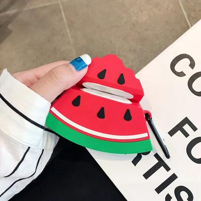 Silicone Watermelon Airpods 1/2 Case Keychain AirPod Earbud Charging Bluetooth Earphone Protective Cover Case 