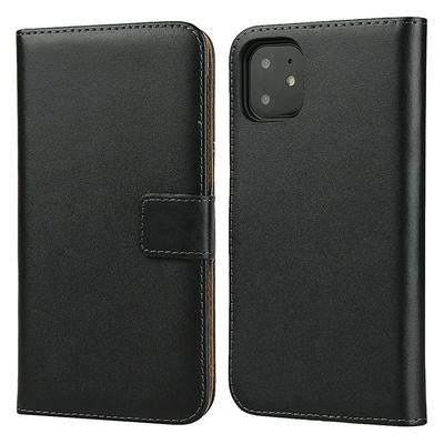 Wallet Case for iPhone 2019 6.1inch, Plain Genuine Leather Phone Cover