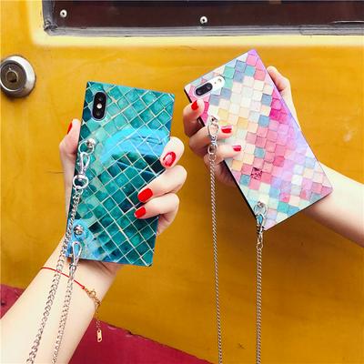 Stylish TPU Phone Case with Crossbody Chain and Realistic Scale Pattern